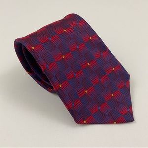 Robert Talbott Best of Class All Silk Tie in a Red & Blue Wavy Geometric Print